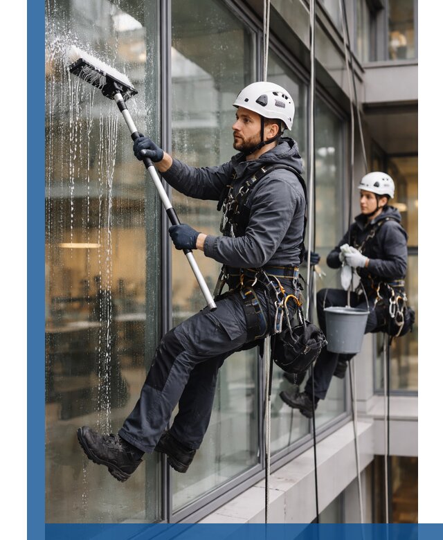 Профессиональная мойка витражей промышленными альпинистами в Нерюнгри