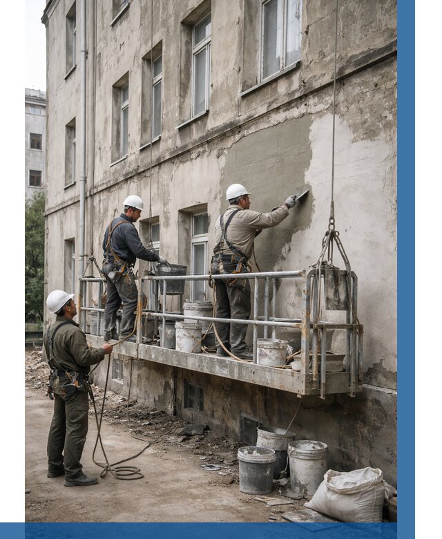 Капитальный ремонт фасада в Нерюнгри от 4561 р. | ВЫСОТНИК-Нрю