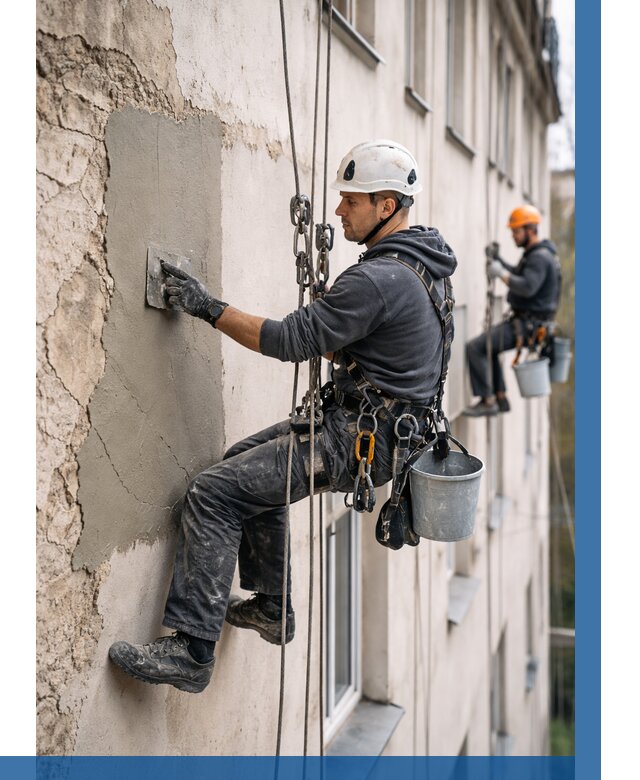 Восстановление штукатурки фасада в Нерюнгри от 1303 р. | ВЫСОТНИК-Нрю