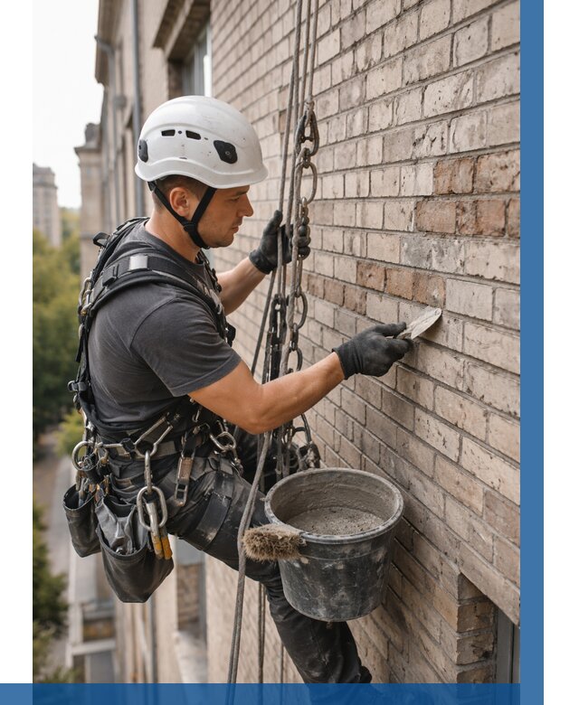 Ремонт кирпичной кладки фасада в Нерюнгри от 1955 р. | ВЫСОТНИК-Нрю