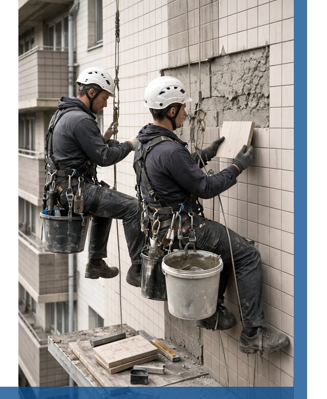 Ремонт облицовки фасада плиткой в Нерюнгри от 1955 р. | ВЫСОТНИК-Нрю