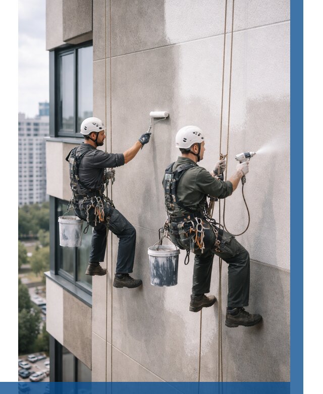 Покраска фасада альпинистами в Нерюнгри от 326 р. | ВЫСОТНИК-Нрю