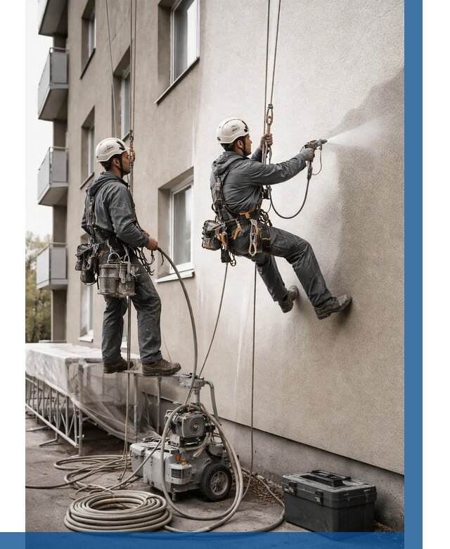 Безвоздушная покраска фасада в Нерюнгри от 239 р/м² | ВЫСОТНИК-Нрю