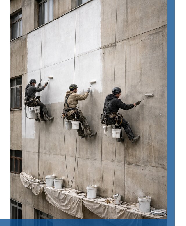 Покраска бетонного фасада в Нерюнгри от 380 р за м2 | ВЫСОТНИК-Нрю