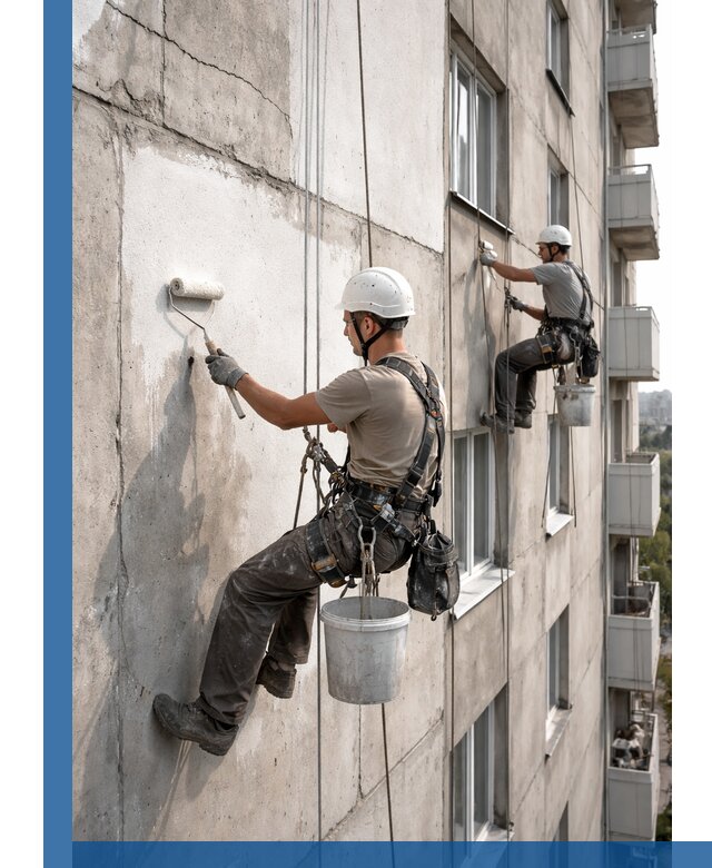 Покраска бетонного фасада в Нерюнгри для жилых и промышленных объектов