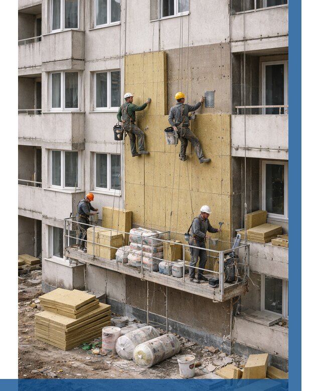 Утепление фасада минватой в Нерюнгри от 1629 р. | ВЫСОТНИК-Нрю