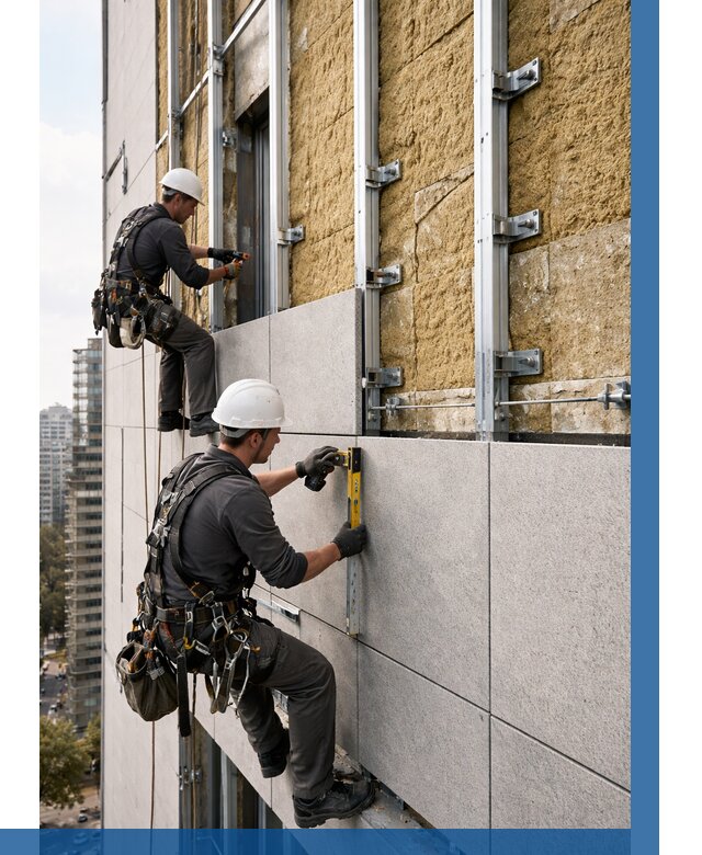 Монтаж вентилируемого фасада в Нерюнгри от 3801 р. | ВЫСОТНИК-Нрю