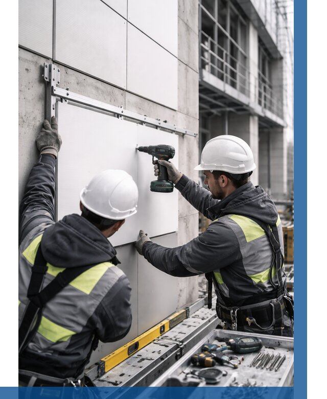 Монтаж композитных панелей фасада в Нерюнгри от 2715 р. | ВЫСОТНИК-Нрю