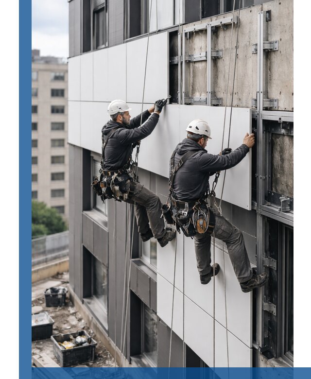 Монтаж композитных панелей фасада в Нерюнгри под ключ