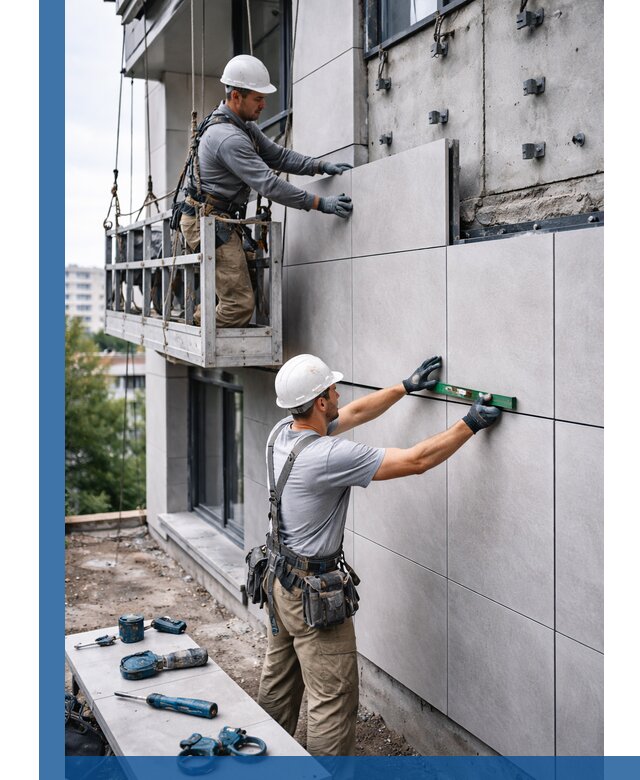 Монтаж керамогранита на фасад в Нерюнгри под ключ с гарантией качества