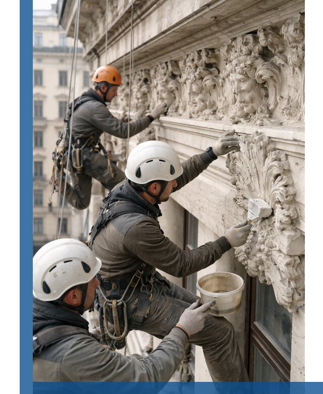 Реставрация фасадной лепнины с высотными работами в Нерюнгри