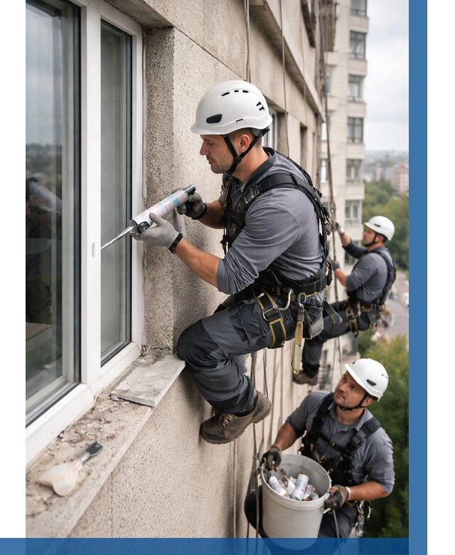 Герметизация оконных швов снаружи в Нерюнгри от 1629 р. | ВЫСОТНИК-Нрю