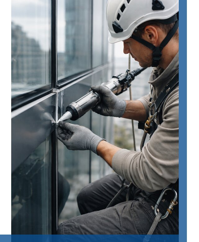 Герметизация стыков витража в Нерюнгри от 1303 р. | ВЫСОТНИК-Нрю