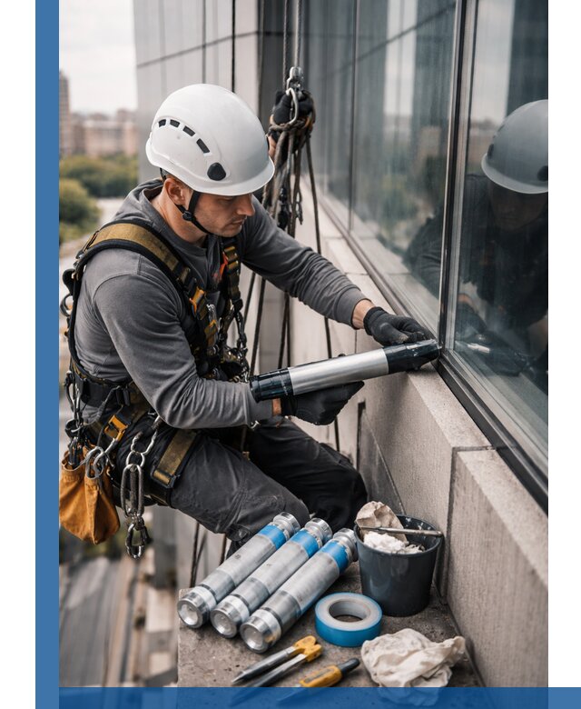 Герметизация стыков витража в Нерюнгри для герметичных фасадов