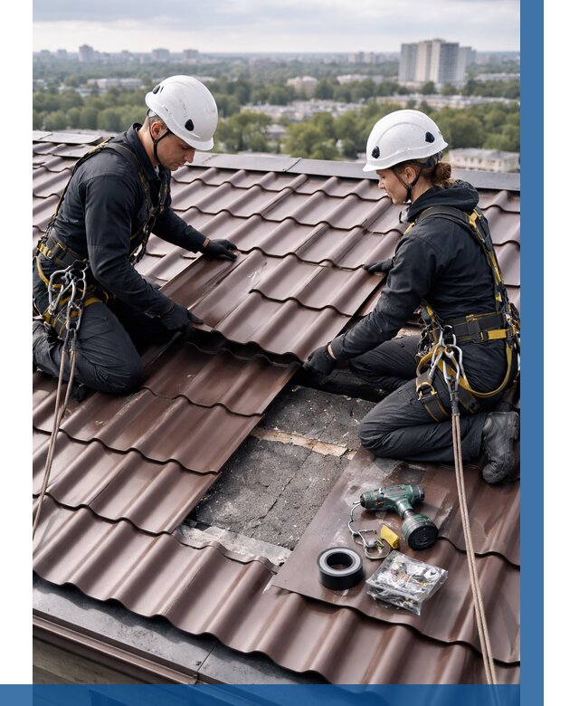 Ремонт металлочерепицы на крыше в Нерюнгри от 977 р. | ВЫСОТНИК-Нрю