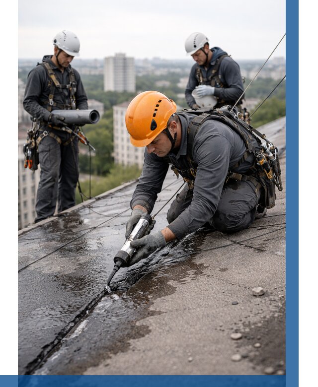 Устранение протечек кровли в Нерюнгри от 13032 р. | ВЫСОТНИК-Нрю