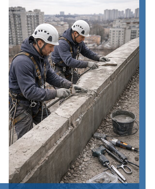 Ремонт парапета на кровле в Нерюнгри от 1629 р. | ВЫСОТНИК-Нрю