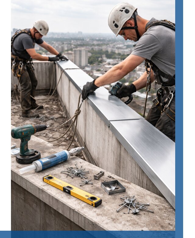 Монтаж парапетных крышек в Нерюнгри от 869 р. | ВЫСОТНИК-Нрю