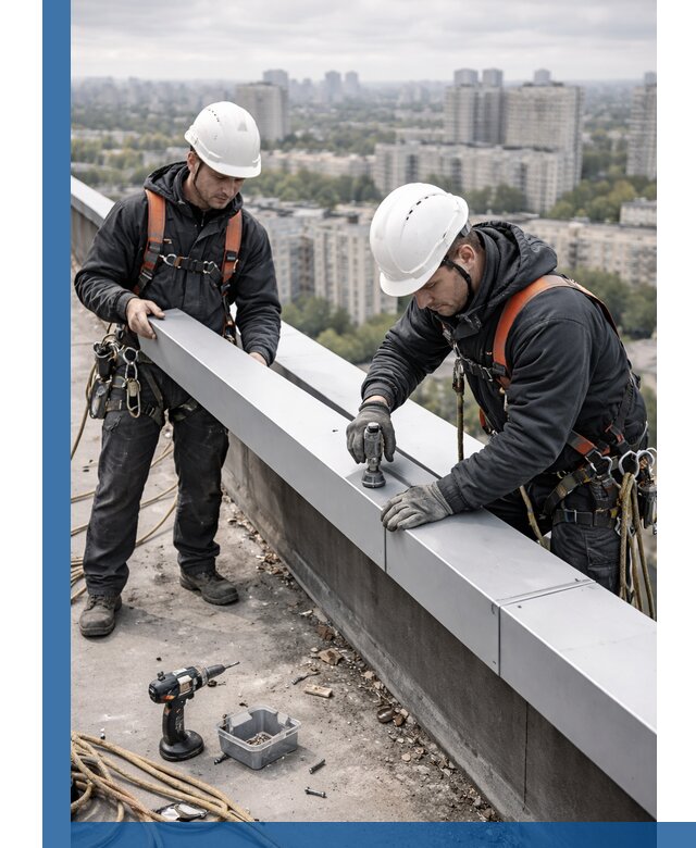 Монтаж парапетных крышек и ограждений кровли в Нерюнгри