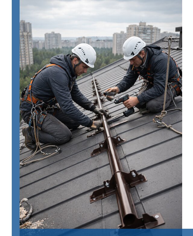 Монтаж снегозадержателей на кровле зданий в Нерюнгри под ключ