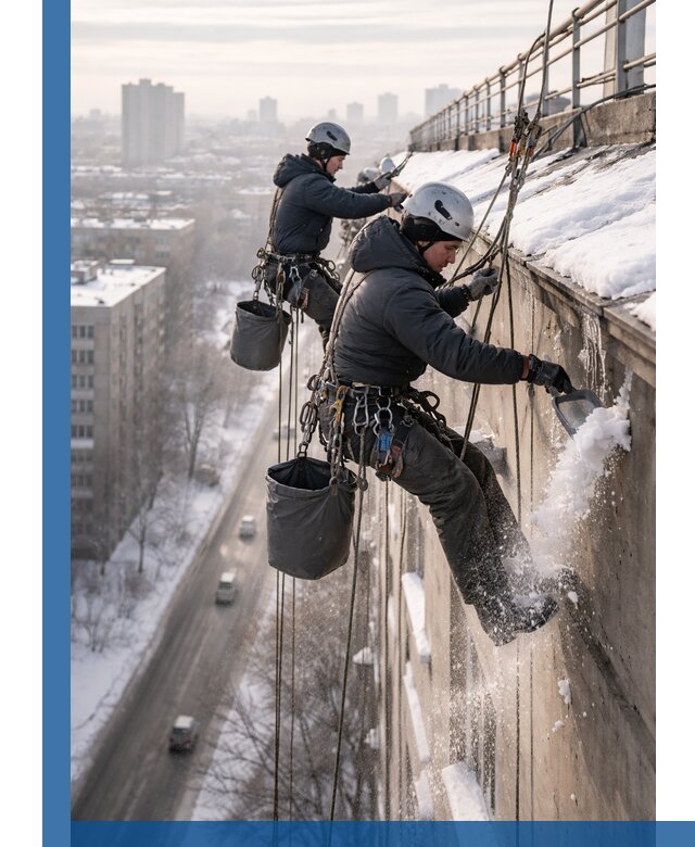 Очистка карнизов от снега в Нерюнгри профессионально и безопасно