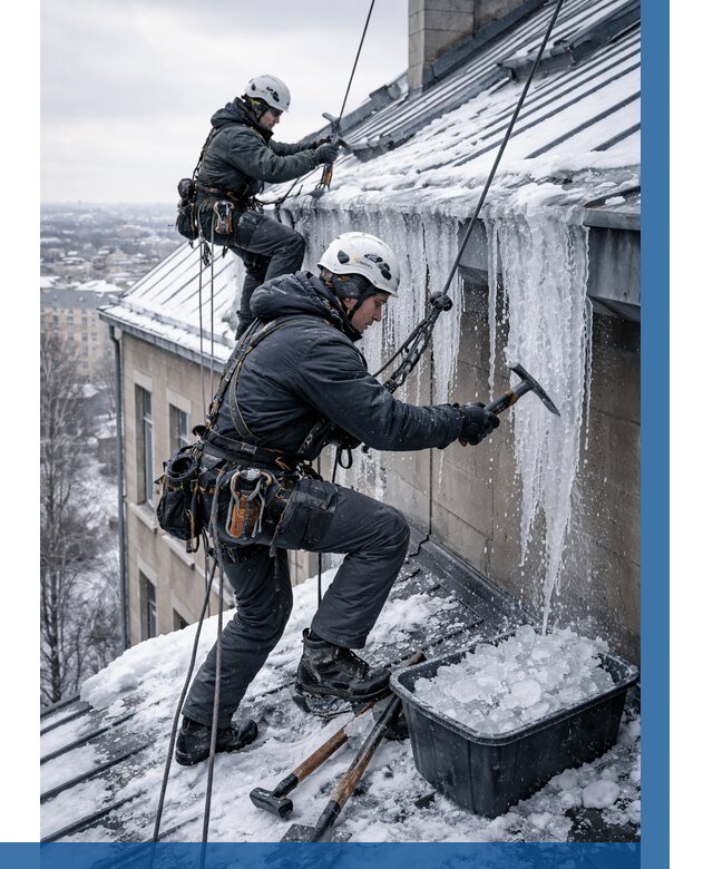 Удаление наледи с кровли в Нерюнгри от 5973 р. | ВЫСОТНИК-Нрю