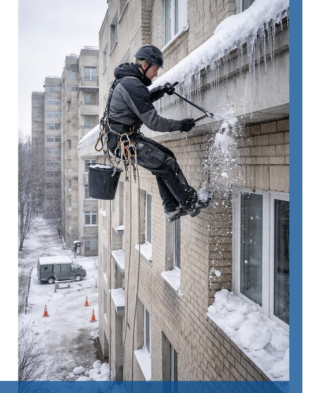 Удаление наледи с карнизов в Нерюнгри от 380 р. | ВЫСОТНИК-Нрю