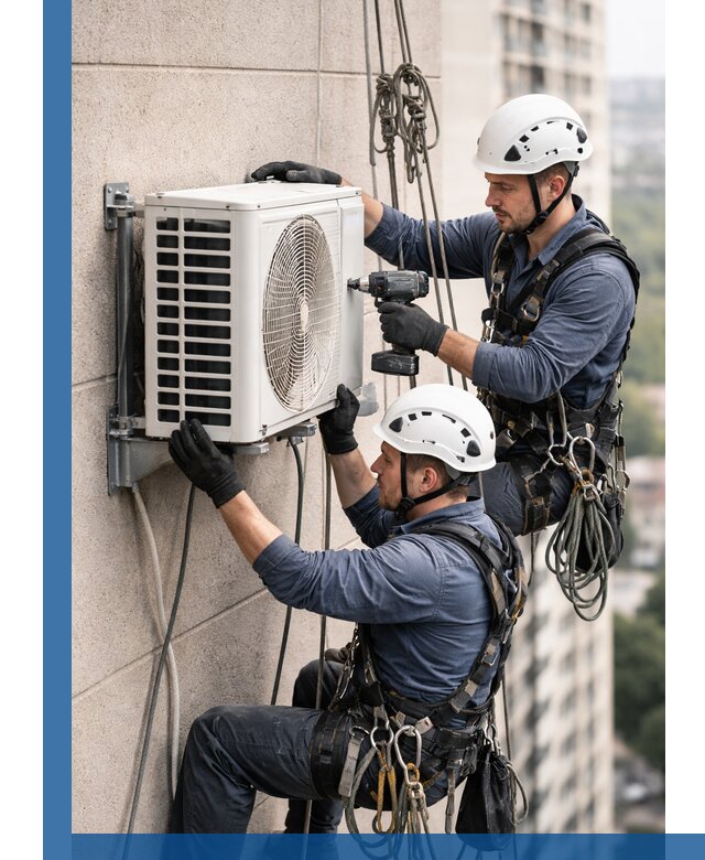 Монтаж внешнего блока кондиционера в Нерюнгри установка и крепление