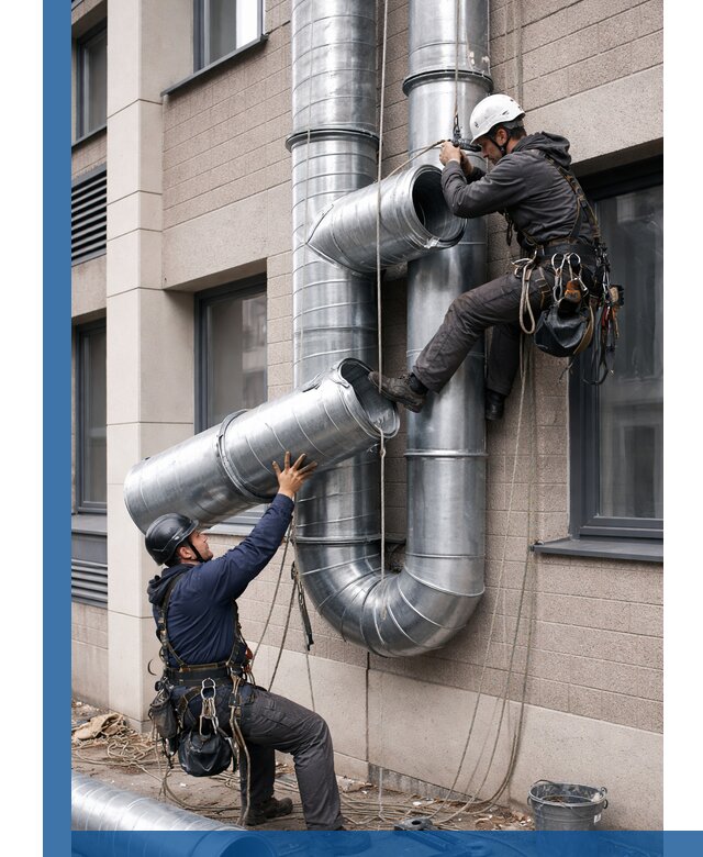 Монтаж фасадных воздуховодов в Нерюнгри с герметизацией и крепежом