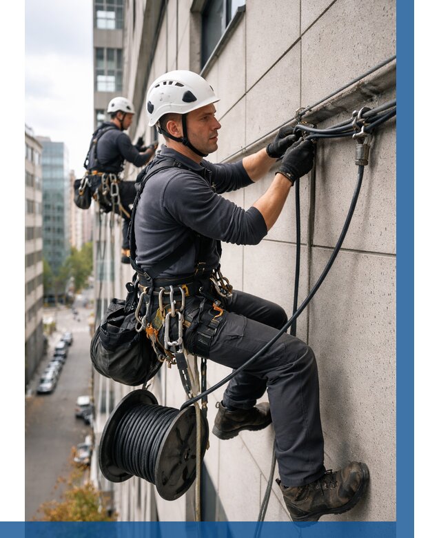 Прокладка кабеля по фасаду в Нерюнгри от 380 р. | ВЫСОТНИК-Нрю