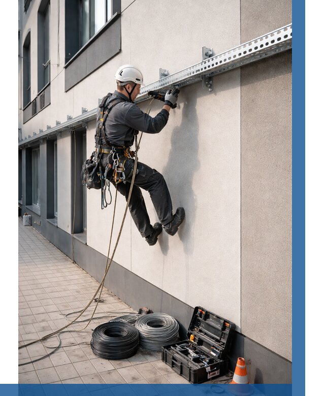 Монтаж кабельных лотков на фасаде в Нерюнгри от 1303 р. | ВЫСОТНИК-Нрю