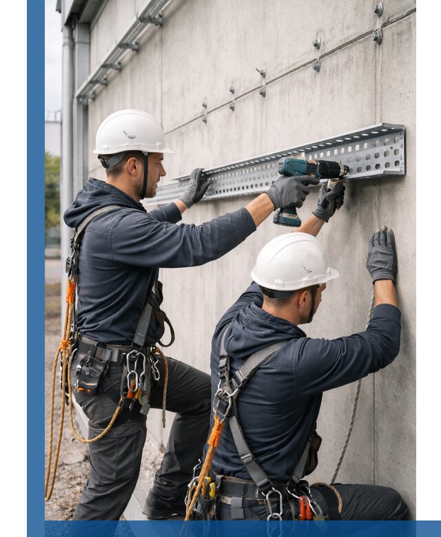 Монтаж кабельных лотков на фасаде зданий в Нерюнгри с гарантией