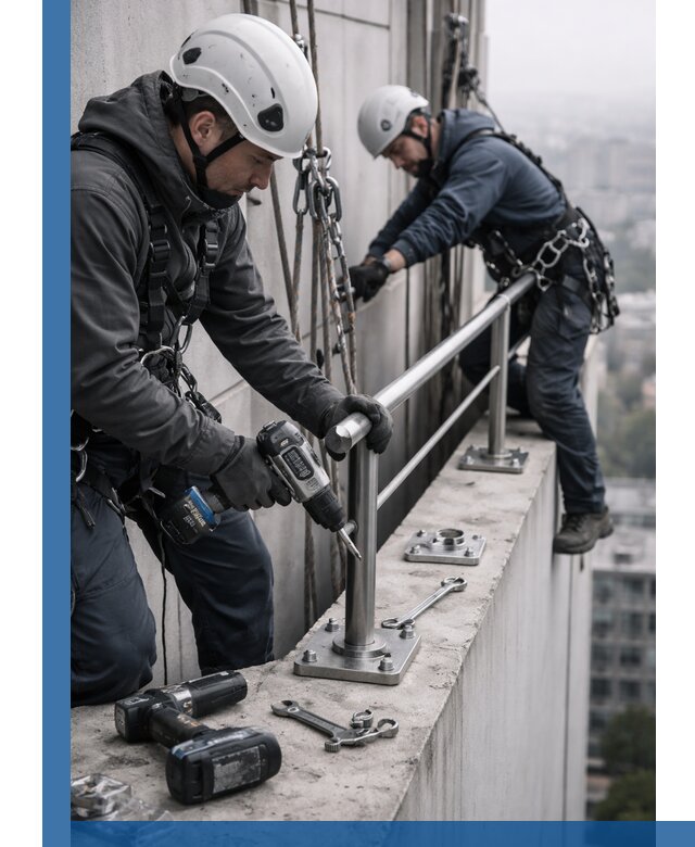 Монтаж перил на высоте в Нерюнгри для жилых и промобъектов