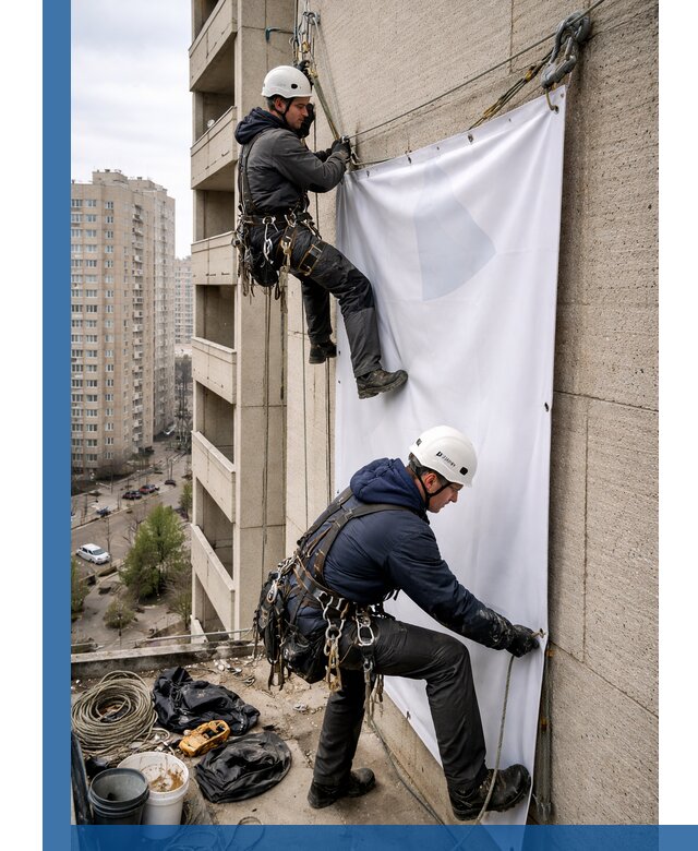 Профессиональный монтаж баннеров на фасаде в Нерюнгри