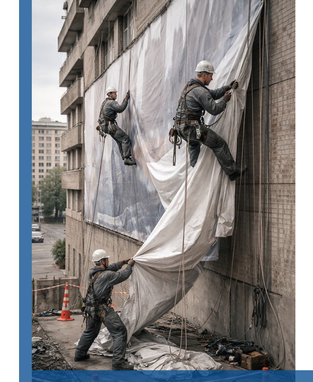 Демонтаж баннеров с фасада в Нерюнгри оперативно и безопасно