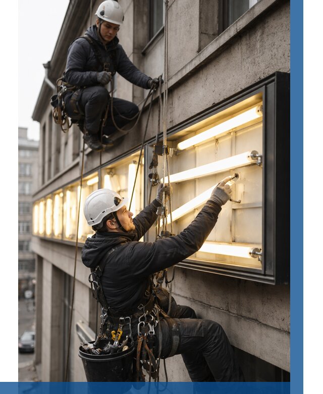 Замена ламп в вывеске в Нерюнгри под ключ от 3801 р. | ВЫСОТНИК-Нрю