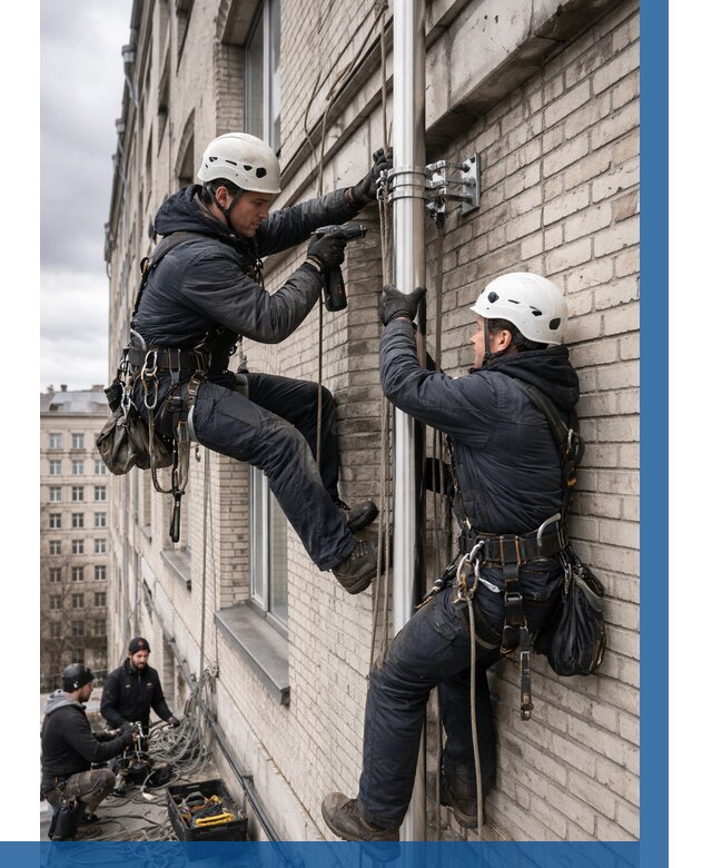 Монтаж флагштока на здании в Нерюнгри от 7059 р. | ВЫСОТНИК-Нрю