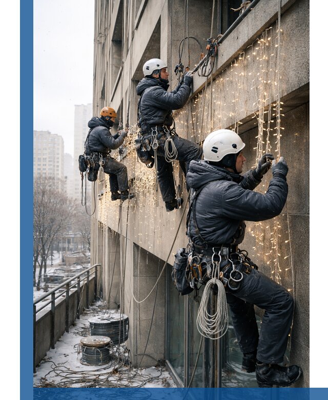 Монтаж новогодней иллюминации и украшение фасадов в Нерюнгри