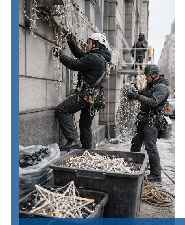 Демонтаж новогоднего оформления и гирлянд в Нерюнгри