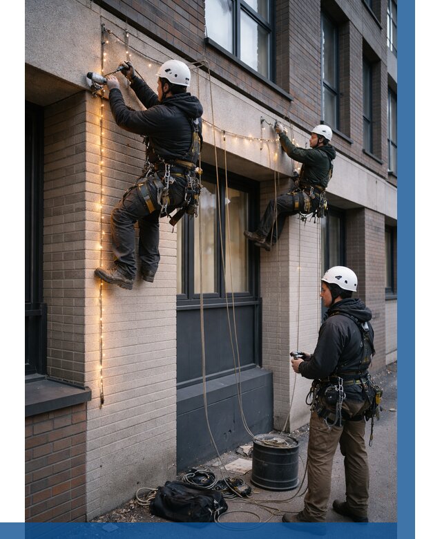 Монтаж гирлянд на фасаде в Нерюнгри от 3801 р. | ВЫСОТНИК-Нрю