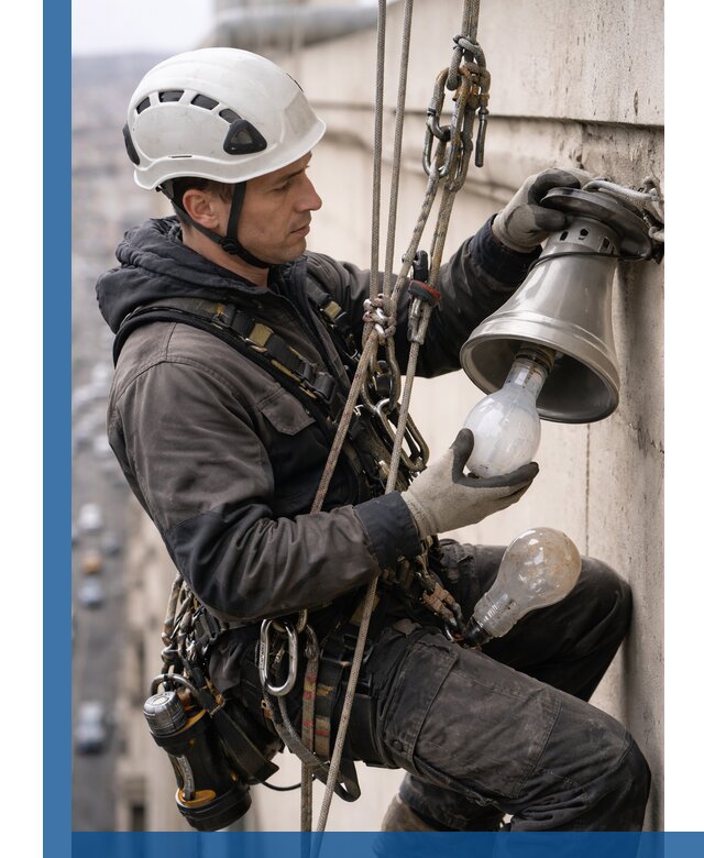 Замена ламп на высоте в Нерюнгри профессионально и быстро