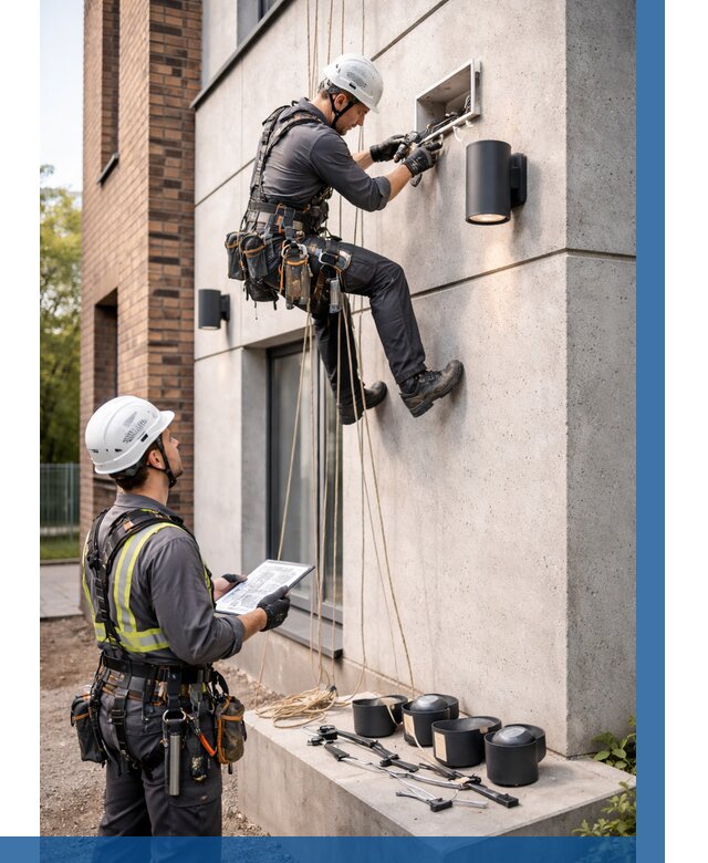 Монтаж фасадного освещения в Нерюнгри от 2715 р. | ВЫСОТНИК-Нрю