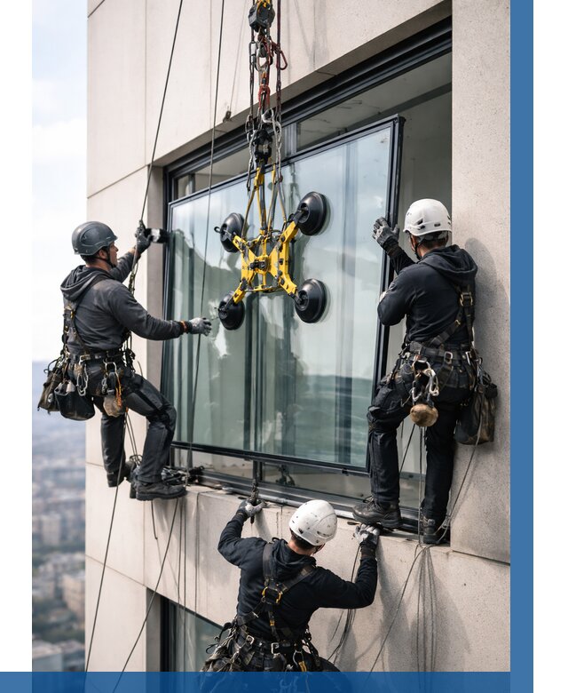 Монтаж стеклопакетов на высоте в Нерюнгри от 3475 р. | ВЫСОТНИК-Нрю