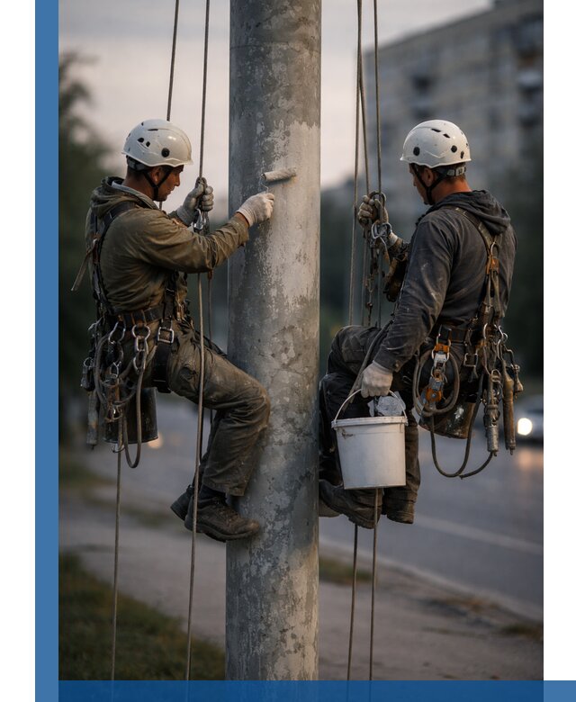 Покраска опор освещения и антикоррозийная защита в Нерюнгри