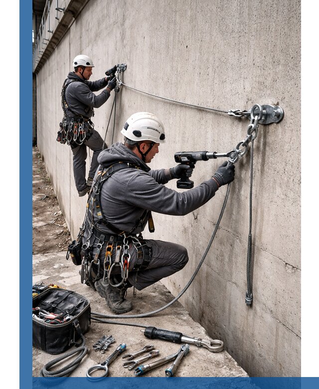 Монтаж анкерных линий высотной безопасности в Нерюнгри